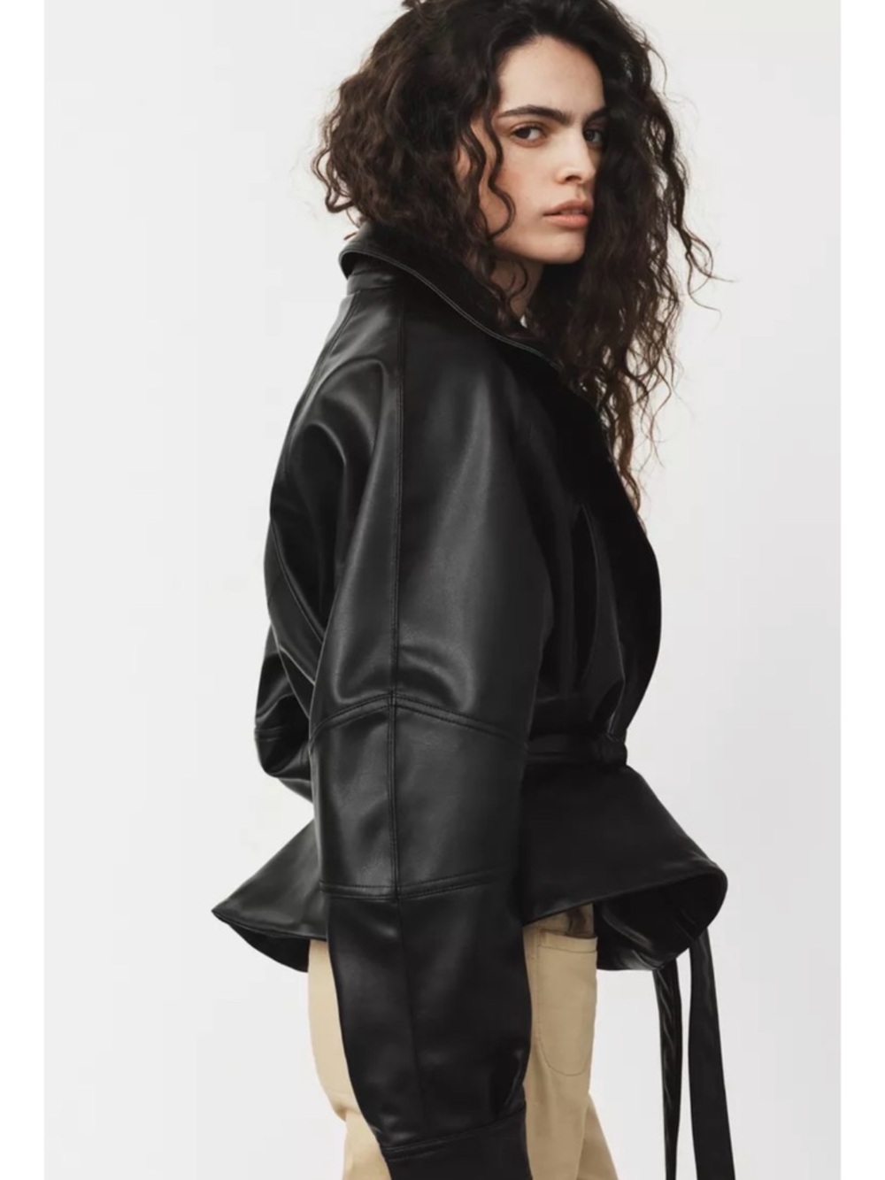 ZARA FAUX LEATHER JACKET WITH BELT SMALL - Picture 4 of 8
